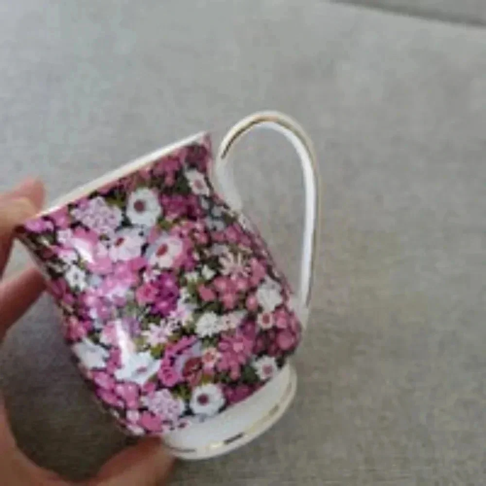 GRACE'S TEAWARE MULTI COLOR FLOWER+GOLD TRIM CERAMIC SUGAR BOWL & MUG BUNDLE